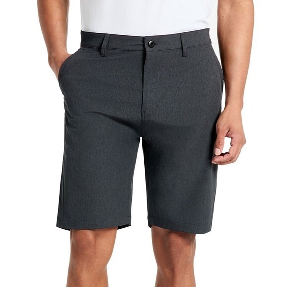 Kenneth Cole Men's Heathered Tech Performance 9" Shorts Dark Gray 30